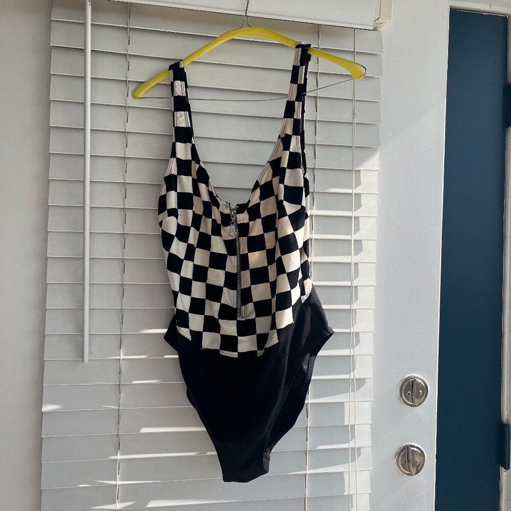 vintage 80s La Blanca checker board one piece swimsuit